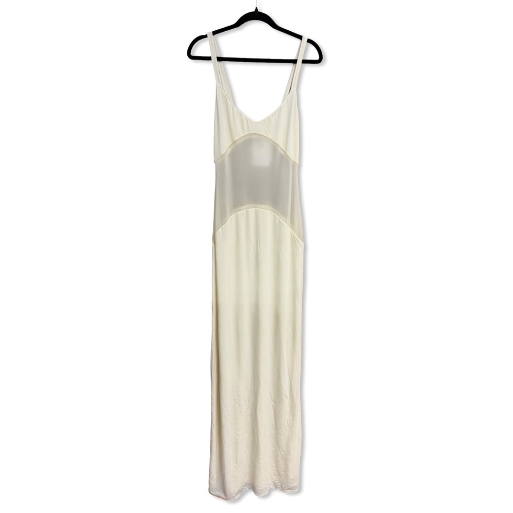 HELSA Sheer Knit Curve Maxi Dress Vanilla White Jersey gown Revolve $498 L - Picture 4 of 12